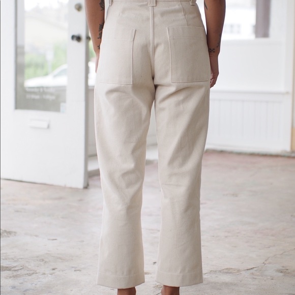SOLD. Beaton Linen, Utility Pant. Alabaster Denim. - Picture 3 of 6